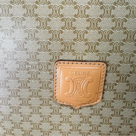 Celine Paris M14 Italy Macadam pattern PVC Razor Beige Leather Shoulder bag - Picture 3 of 16